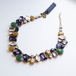 J.Crew Crystal Melange Statement Necklace Multicolor Blue Green